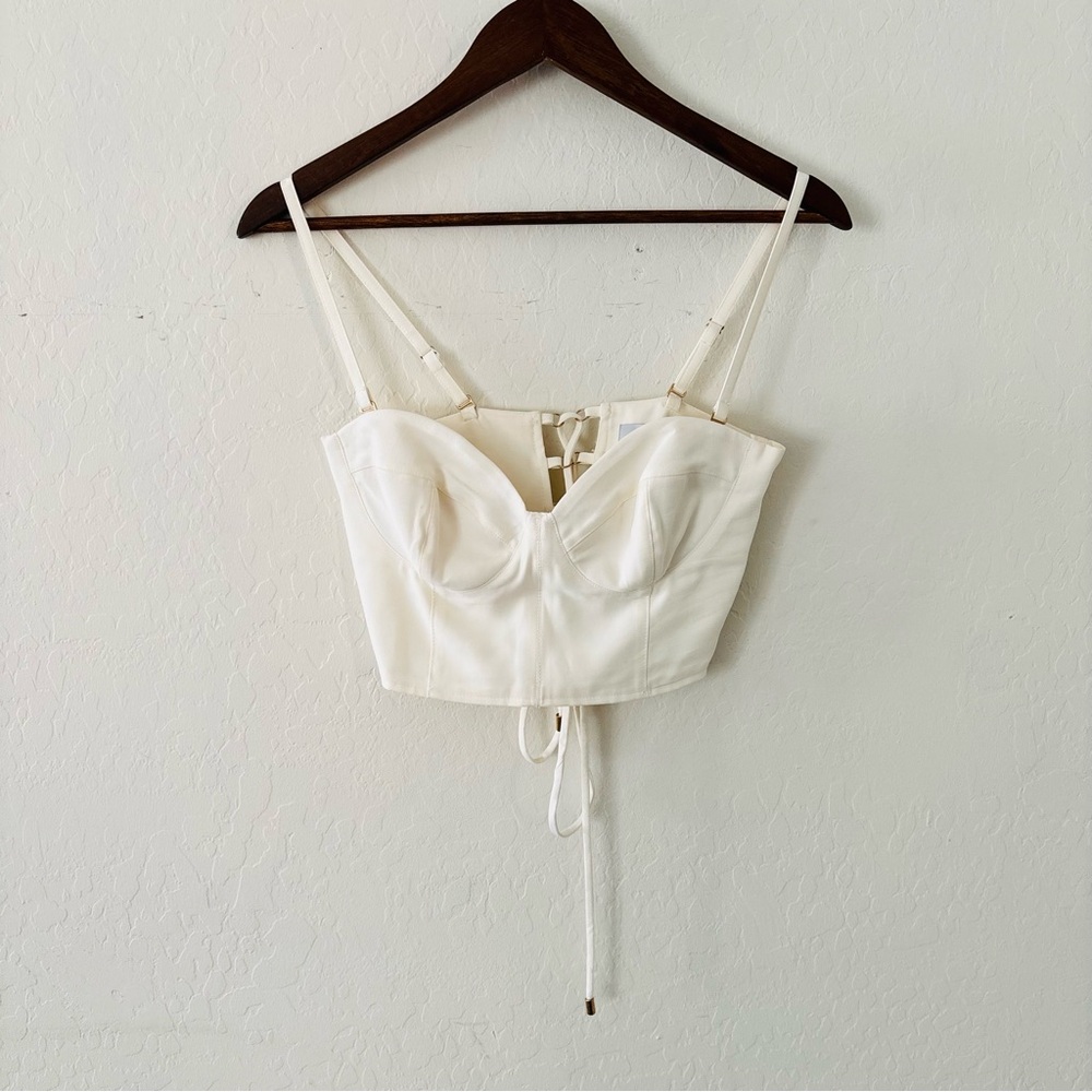 Sabina‎ Musayev White Bustier Corset Top Crop Size Small Revolve